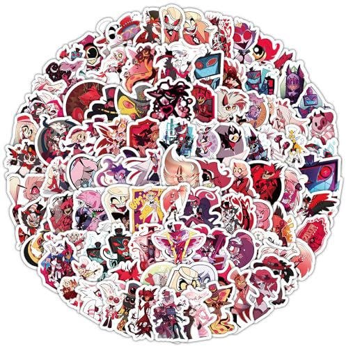 100pcs Anime Aufkleber Siegel Niedlich Charlie Vaggie AD Aufkleber Alastor PVC Wasserdicht Graffiti Poster Aufkleber für Skateboard Telefon Reisekoffer Gitarre Fahrrad Notebook DIY Dekoration