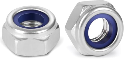 BOUMVID Dadi di Bloccaggio M6, 10 Pezzi Esagonali Dado di Autobloccanti Sicurezza in 304 Acciaio Inox A2 V2A, Dado Esagonale DIN 985, Dadi di Arresto, per Viti Bulloni Filettati Inserti