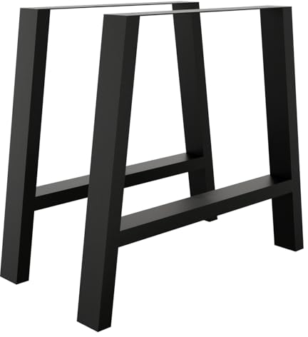 Magnetic Mobel Tischgestell A - Form aus 80x40 mm Profile, x-förmiges Tischkufen Tischbeine Metal 60/80 x 72 cm (Schwarz)