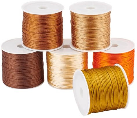 arricraft 6 Rouleau de Ficelle en Nylon de 1mm pour Bracelets Cordon de Nouage Chinois en Satin 32.8 Yards (30m) 6 Couleurs Cordon en Queue de Rotin Fil de Perles pour la Fabrication