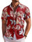 COOFANDY Men's Hawaiian Shirts Short Sleeve Tropical Holiday Beach Shirts with Front Pocket Red Tropical Leaf 4XL