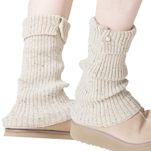 JINGTOPS Moda Scaldamuscoli Donna Inverno Y2k,Scaldamuscoli Bambina Donna Lana,Manicotti Lana Donna Con Bottoni Di Perla,Maglieria Calzini Lana Donna Invernali,Scalda Muscoli Da Donna