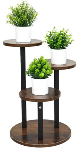 BAOYOUNI Blumenständer Innen und Draußen, Mehrstöckig Pflanzenständer, Ecke Pflanzenregal Blumenregal für Garten, Balkon, Wohnzimmer, Terrasse, Büro Deko (3-Etagen, Rund)