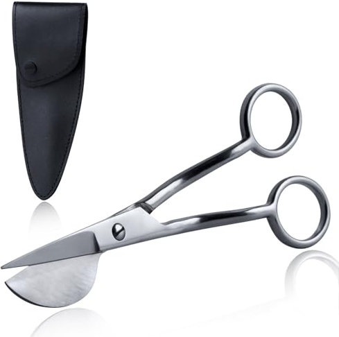 SPEEDWOX Entenschnabelschere für Kunst, Entenschnabel-Applikation, doppelt gebogen, gebogen, versetzter Griff, Schere mit Beutelhülle für Stickerei, Stoff, Faden, Stricken, Nähen, Kunst und Handwerk,