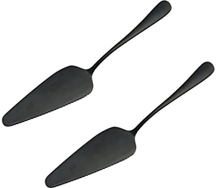 Schwarz, 2 Stück, Tortenschneider, Tortenheber, Tortenheber aus Edelstahl mit fein gezackter Kante für Hochzeit, Geburtstag, Tortenspatel, Tortenheber, Tortenbodenschneider