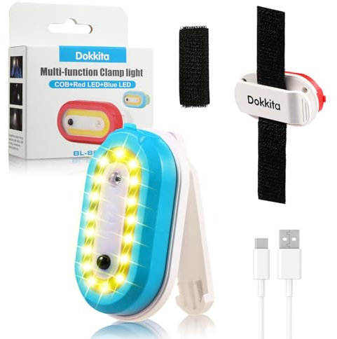 Dokkita LED Blinklicht Schulranzen Kinder Aufladbar USB C, Leuchtanhänger Hund, LED Clip Licht mit 4 Licht Modus, Sicherheitslicht Aufladbar mit Clip für Hund, Jogger, Schultasche für Kinder, Rucksack