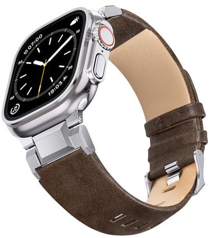 NotoCity Correa para Apple Watch Ultra 2/Ultra 49mm, Cuero Correa para Apple Watch Series 10/9/8/7/6/5/4/SE/SE2 46mm 45mm 44mm, Correa de Repuesto para iWatch Series 3/2/1 42mm Mujer(Marrón oscuro)