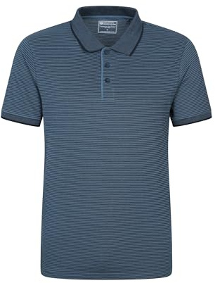 Mountain Warehouse Dawnay Pique Slub Textured Mens Polo Shirt - Comfy T-Shirt with a Relaxed fit, Short Sleeves & 2 Buttons - Spring Summer, Outdoors & Walking Dark Blue XXL