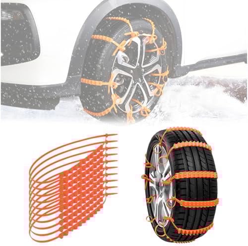 10 Stück Schneeketten Auto für Skoda Octavia Fabia Superb Rapid Yeti Spaceback Joyste Jeti, Winterreifen Kette Auto Winter, Reifenkette, Reusable Anti Snow Chains