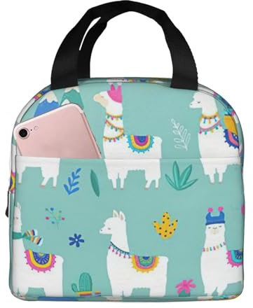 Isolierte Bento-Tasche mit Alpaka-Lama-Aufdruck, Aluminiumfolie, verdickt, wasserabweisend, Lunchtasche