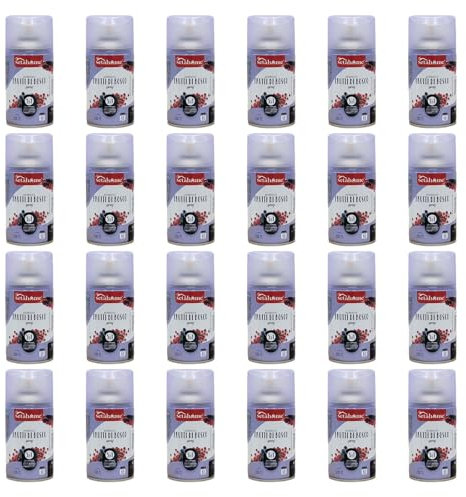 BURI Lufterfrischer Beeren Duft | 24er Pack Aromatischer Raumduft passend für alle automatischen Duftspender, Sprühgeräte, Maschinen, Erfrischendes Aroma und Duftintensität