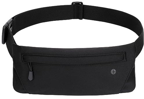 WHIPPY Running Belt for Phone Bag Running Gifts for Women Fanny Pack for Men Elastic Runners Money Belt Phone Holder Hiking Waist Pack, Black