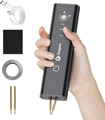 Akku-Punktschweißgerät, AWgem 11-Gang einstellbares Hand-Punktschweißgerät, tragbarer Punktschweißer mit Automatischem und Manuellem Modus, Punktschweißgerät für 18650-Akku