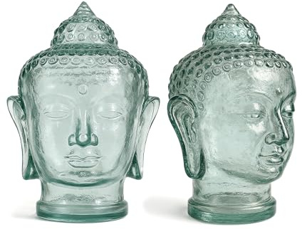 Viste-lo Dekorativer Mannequinkopf, Kopf aus recyceltem Glas, Display für Glaszubehör, Hutständer, Mützen, Helme und mehr, hergestellt aus recyceltem Glas. (Buddha)