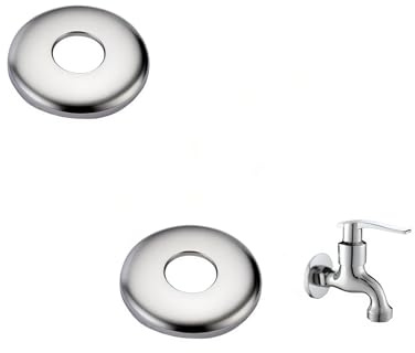 Stainless Steel Pipe Cover Plates, Split Escutcheon Collars for 1/2 (G1/2) & 3/4 (G3/4) Pipes, 2/4 Pack Wall Hole Covers for Plumbing, Radiator & Bathroom, Brushed Metal Finish (G/12-2-9MM)