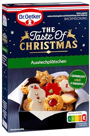 Dr. Oetker Ausstechplätzchen – 6er Pack Backmischungen für Weihnachtskekse aus Mürbeteig, einfacher Teig für Weihnachtsplätzchen, weihnachtlicher Keksteig