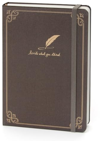 WETLOTE Notizbuch B5 Liniert mit Stoffbezug, Retro Golddruck Hardcover Journal mit 212 Seiten 80g Papier, Vintage Tagebuch mit Gummiband & Innentasche für Büro, Schule & Studium - Feder
