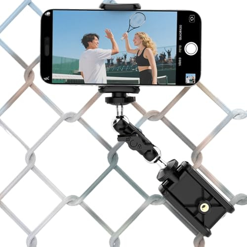 Zaunhalterung für Handy, verstellbare Aufnahme, Handy-Zaunhalterung, Metallhalterung für Baseballaufnahmen, Sport, Schlagen, Softball, Tennis, Spielplatz