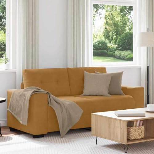 Teenpull Zweisitzer-Sofa Braun 140 cm Samt, Modernes Design, Weich Gepolstert, Robustes Gestell aus Sperrholz und Stahl, Komfortables Relaxsofa für Wohnzimmer, Schlafzimmer