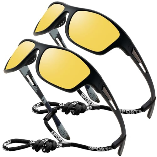Occhiali da sole polarizzati Uomo Donna per Ciclismo Guidare UV400 | Occhiali Vintage Eleganti Montatura Classica, Lenti Pilota HD, Golf Guida Pesca Viaggio Sport all'Aria
