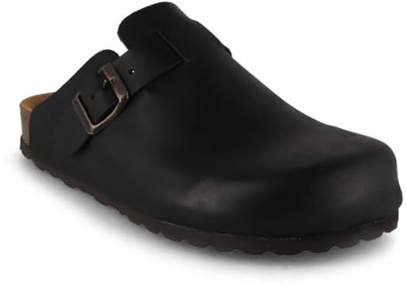 Tuffeln Leder-Clogs Helgoland mit weichem Korkfußbett bequeme Hausschuhe & Pantoletten für Damen & Herren Gr. 36-46