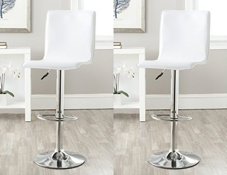 DP Grifería 2 x 16040 + 16001 – Pack 2 Barhocker mit Basis in Chrom und Sitzwürfel, Creme (Lederoptik)