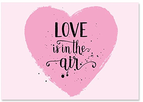 50 Ballonflugkarten LOVE IS IN THE AIR für die Hochzeit, extra leichte Ballonkarten, Ballon-weitflugkarten, wetterfest, bereits gelocht, Postkarten Hochzeit