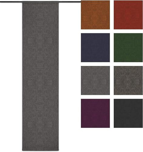 Rollmayer Blickdicht Leinenoptik Schiebevorhang/Flächenvorhang inkl. Beschwerungsstange im 60x200CM Melange (Aschgrau 20, Klettband) Schiebepaneele Schiebegardine Vorhang Raumteiler