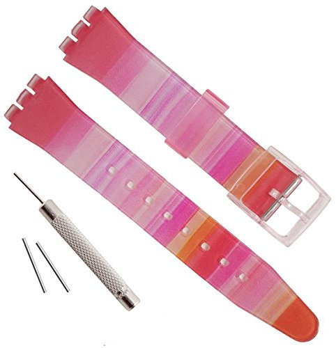 Ersatz-Uhrenarmband für Swatch (17 mm, 19 mm, 20 mm, 17 mm, Farbverlauf, rot)