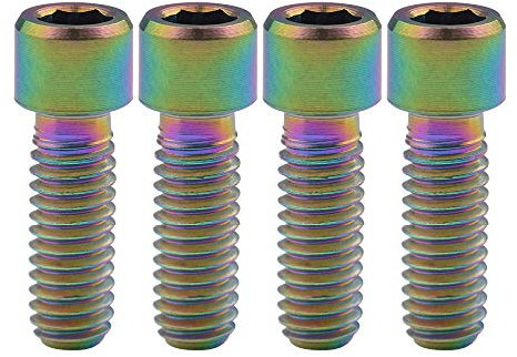 Ruifu M4 x 10 13,5 15 20 25 mm kleine Innensechskantschraube Fahrrad Hinter-/Umwerfer H/L Einstellschrauben 4 Stück (M4 x 10 mm, Regenbogen)