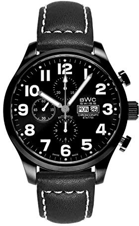 BWC Swiss Herren Uhr Chronograph Automatik mit Leder Armband 200025409