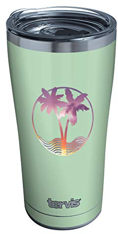 Tervis Tropischer Baum mit Wellen, dreiwandiger, isolierter Reisebecher, hält Getränke kalt und heiß, 590 ml Legacy, Edelstahl