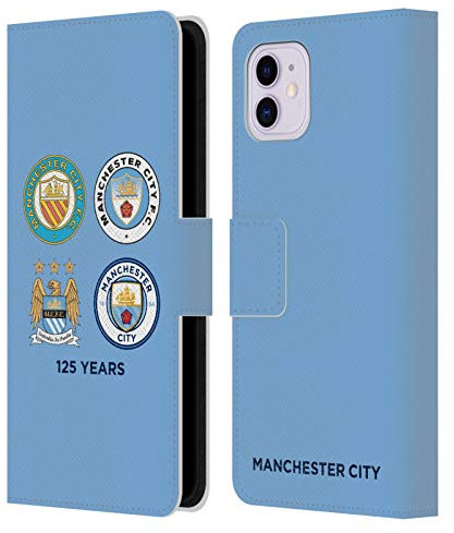 Head Case Designs Officially Licensed Manchester City Man City FC 125 Years Historic Crest Evolution Leather Wallet Case Compatible With Apple iPhone 11