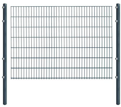Doppelstabmattenzaun - Komplettset inkl. Pfosten (60x40mm) und Montagematerial - Verschiedene Längen und Höhen – Grün oder Anthrazit (L 6 m - H 143 cm, anthrazit)