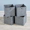 Home Source Cube Storage Boxes, Collapsible Fabric Storage Baskets, Foldable Canvas Organising Boxes, 4 Piece, Felt Grey