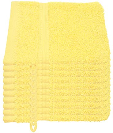 Julie Julsen® Bio Waschhandschuh-Set, 10 Waschhandschuhe in 32 Farben erhältlich weich und saugstark Gelb 15x21 cm