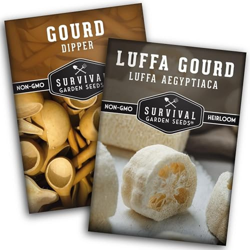 Gourd Seeds Collection - Heirloom Dipper Gourds & Luffa Gourds Seed for Planting - Grow Ornamental & Craft Gourds – Non-GMO Seed Varieties - Survival Garden Seeds