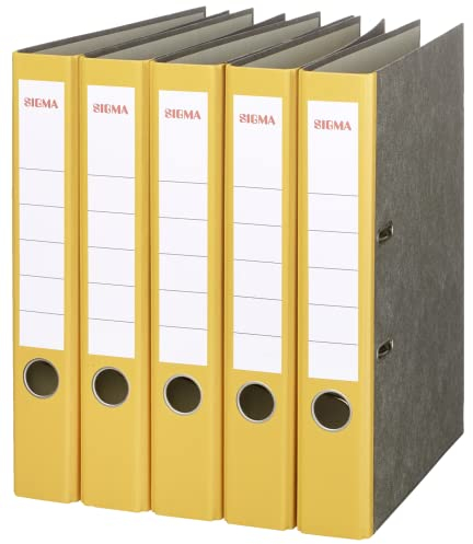 Sigma Ordner Wolkenmarmor, schmal, gelb, 5 Stück