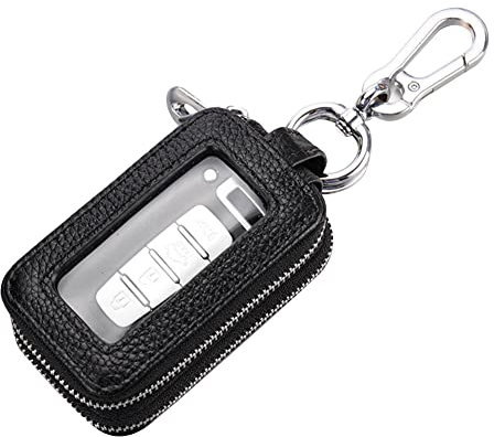 Autoschlüssel Hülle Schlüsseltasche für Damen Herren,Tragbar Leder Schlüsseletui Auto-Schlüssel-Anhänger Vintage Schlüsselmäppchen Schlüssel Kasten Doppelter Reißverschluss Fernbedienung Wallet Tasche