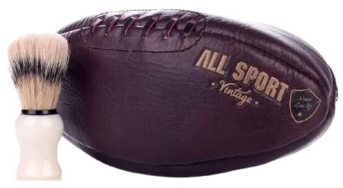 ALL SPORT VINTAGE - Trousse De Toilette Ballon de Rugby - Marron Vintage - Cuir De Vachette - Cousu Main - Marque Française - Personnalisable
