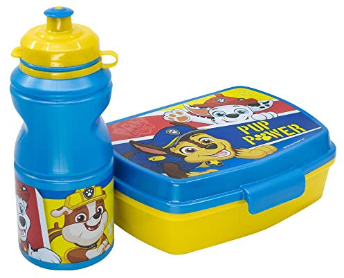 Set de fiambrera rectangular y botella sport de 380 ml de La Patrulla Canina