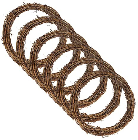 Weinrebenkranz-Set, Marrywindix 6 Stück natürlicher Rankenzweig Kranz Weihnachten DIY Rattan Kranz Girlande für Weihnachten Urlaub Handwerk Hochzeit Dekor (20,3 cm)