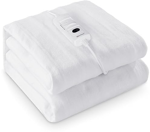 Warmrest Wärmeunterbett 𝟏𝟓𝟎 𝐱 𝟖𝟎𝐜𝐦 mit Abschaltautomatik, 3 Temperatursstufen mit abnehmbarem Controller, Schnelle Aufheizung Überhitzungsschutz Weiches Gewebe auf Bett, Maschinenwaschbar Weiß