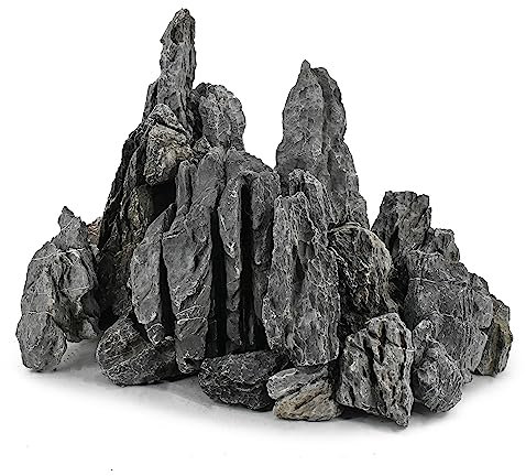 Unocho Aquarium Stein Natürlicher Seiryu Rock Stone 9kg Steine für Fischbecken, Aquariengestaltung, Modelllandschaft, Miniatur-Aquarium & Feengarten – 7,5 bis 25 cm