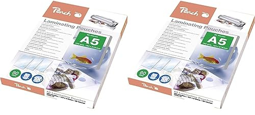 Peach Laminierfolien A5-80 mic - 100 pouches - glänzend - Premiumqualität für beste Laminierergebnisse - kompatibel mit Geräten aller Markenhersteller - PP580-03 (Packung mit 2)