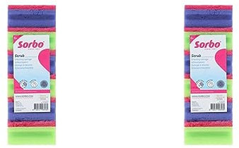 Sorbo Scouring Sponges, Non-Scratch, Extra Grip, Super Absorbent, 12 Pack, Assorted Colours