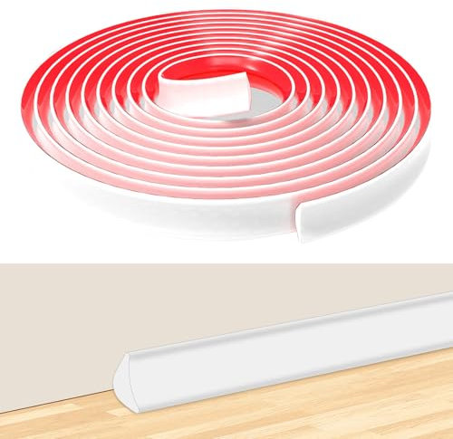Lifuncren 3 metri Adesiva, Modanatura Autoadesiva Flessibile, Modanature per Pareti Autoadesive, Modanature Fecorative Flessibili per Angoli da Parete, Battiscopa, Piastrelle (12mm x 9mm)