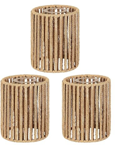 YIKEGE LICHT 3x Boho Rattan Lampenschirm Ersatzschirm Hängelampe Stehlampe Papierlampenschirm Pendelleuchtenschirm Korblampen Laterne Tischleuchte DIY Zubehör für Tischlampe Hängeleuchten Deckenlampe