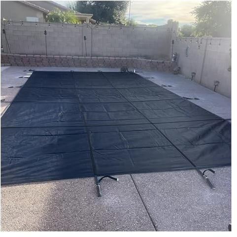 Winter Pool Sicherheitsabdeckung Schwarze, Große, Rechteckige Winter-Poolabdeckung Mit Ankern Und Federn Für Holzdeck/Betonbodenmontage, 10 9 8 7 6 5 4 3 2 1 Foot (Size : 6x9m/19.6x29.5ft)
