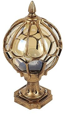 Rustikale Sockellampe Außen Gold Antik Glas E27 Wegbeleuchtung Garten Haus Balkon Terrasse Außen Sockelleuchte Wasserdichter IP44 Bronze Weg Villa Pfosten Zaun Antik Gartenleuchte,Bronze